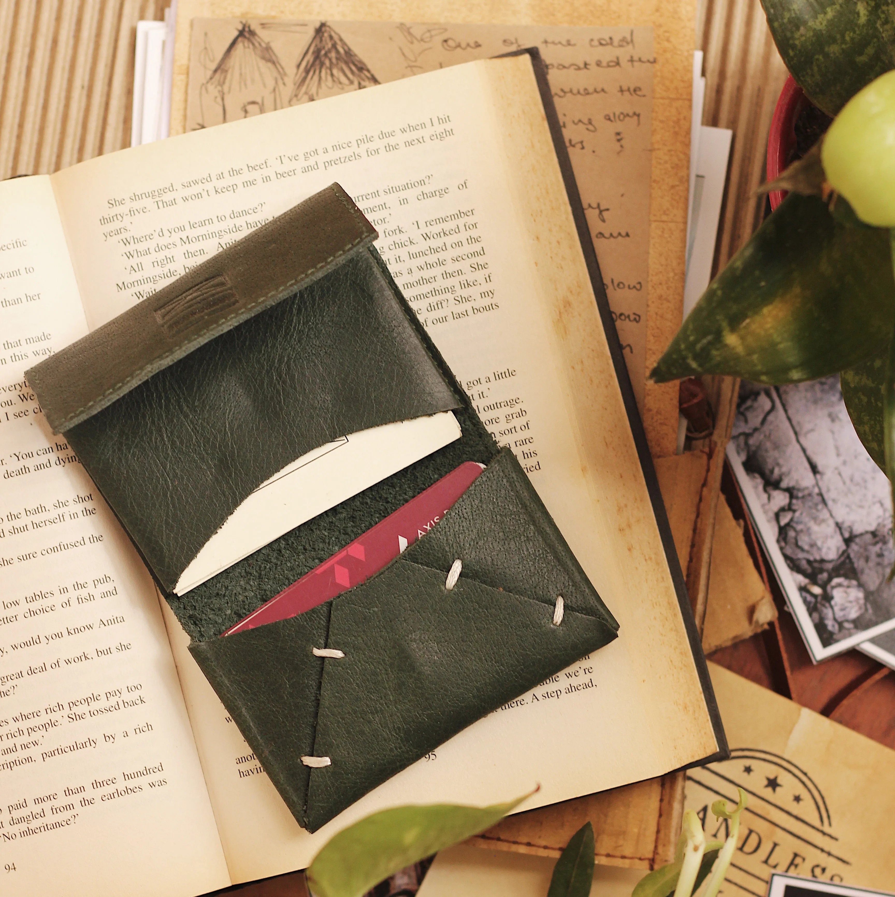 Leather Card Holder- Black