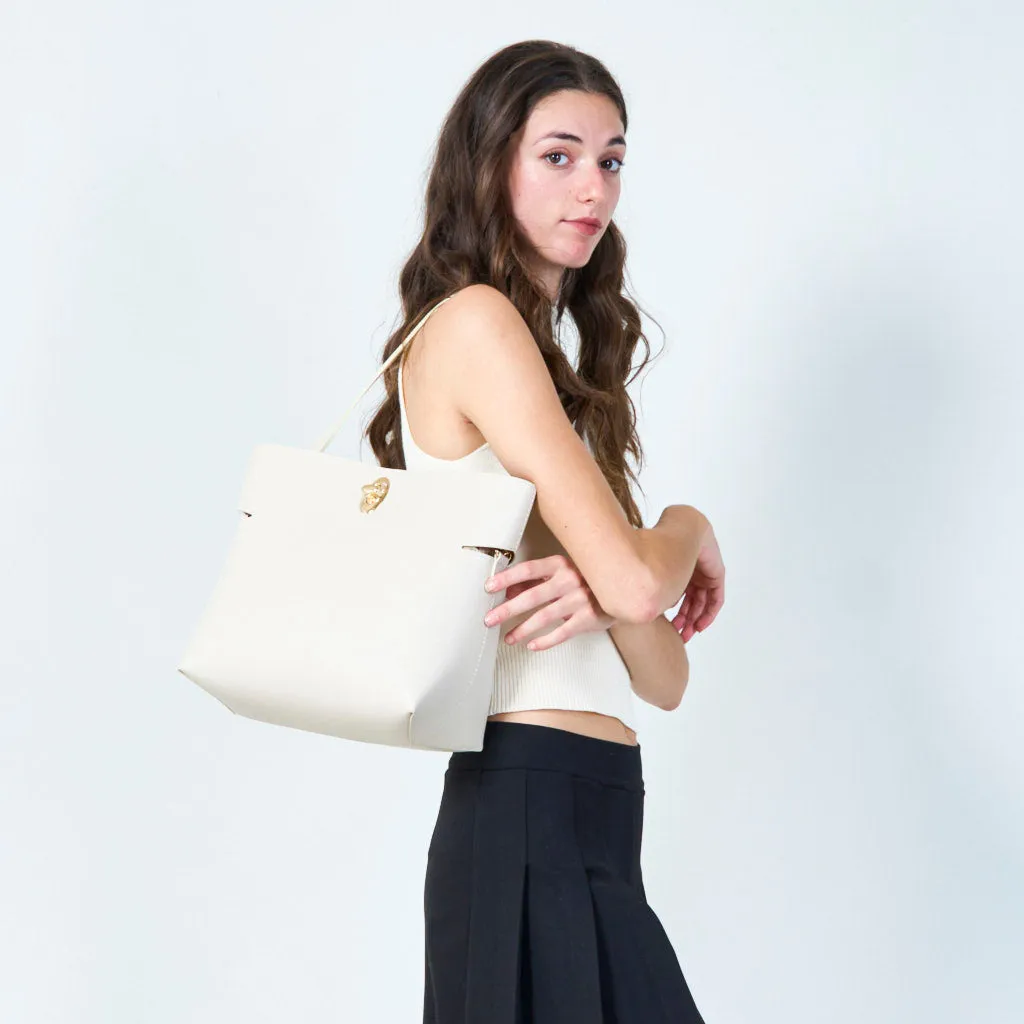 Sleek handbag with metallic accent wholesale